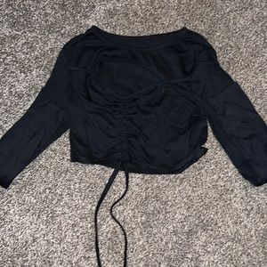 Black Long Sleeve Crop Top